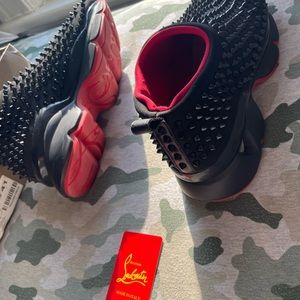 Christian Louboutin Black Spike-Sock Runners